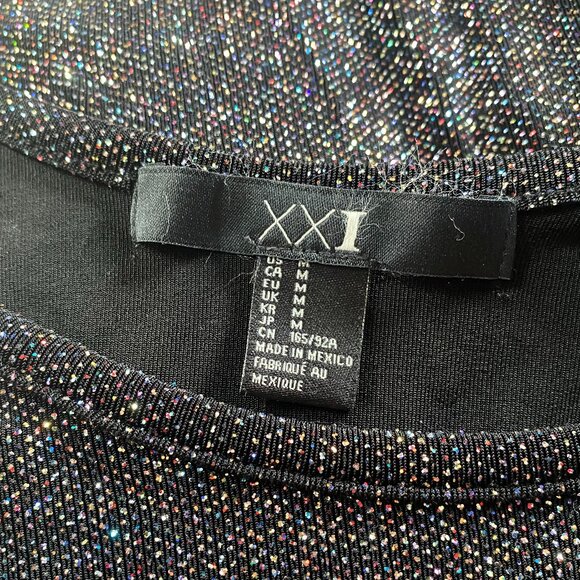 FOREVER 21 Black METALLIC Stretchy Rayon CLUB Wiggle Bandage Mini Dress *MEDIUM* - Picture 5 of 5